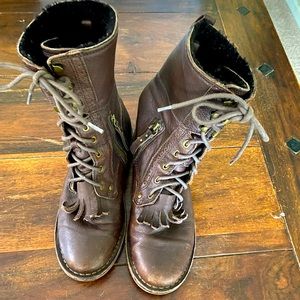 UGG Brown Leather Lace Up Boots Size 7